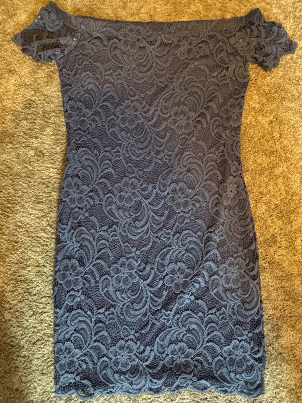Ambiance Slate Blue Lace Mini Dress